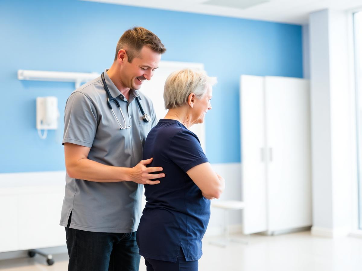 Hall Medical clinician talking with a patient in the exam room